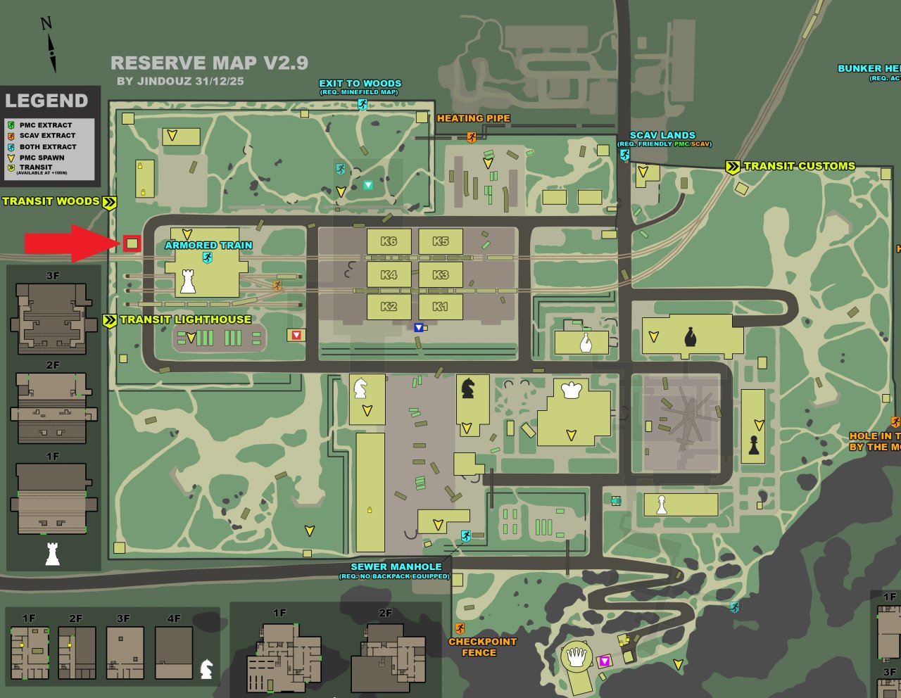 Guard booth location marked on Reserve map