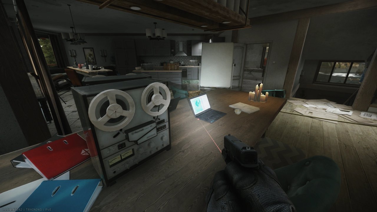 Plugged into a laptop on the dining table